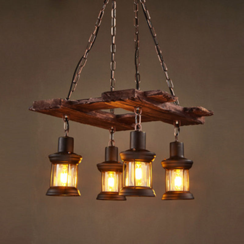 HEIKESZ Retro boat wood lamp creative industrial wind solid wood restaurant ceiling lamp haircut clothing store museum wrought iron chandelier