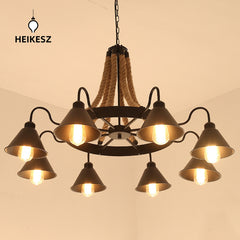 Loft Retro Industrial Style Ceiling Lamp Creative Restaurant Bar Lamp American Lampshade Restaurant Private Room Dining Table Chandelier LED Light for Bedroom Night Aesthetic Room Lamp