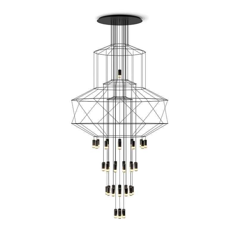 HEIKESZ Nordic Long Line Chandelier for Hotel Lobby Living Room Staircase Villa High Rise Duplex Modern Lighting Decor