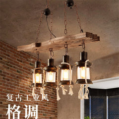 HEIKESZ American Retro Boat Wooden Chandelier Dining Room/Living Room Coffee Shop Creative Clothing Store Leisure Bar Snack Bar Personality Chandelier LED Light for Bedroom Night Aesthetic Room Lamp