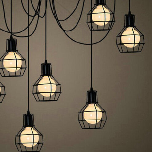 HEIKESZ Fairy Loose Flower Chandelier Creative American Country Iron Droplight Iron Cage Industrial Style Simple Multi-Head american style retro outdoor indoor retro bedroom lamp american-style Industrial wind