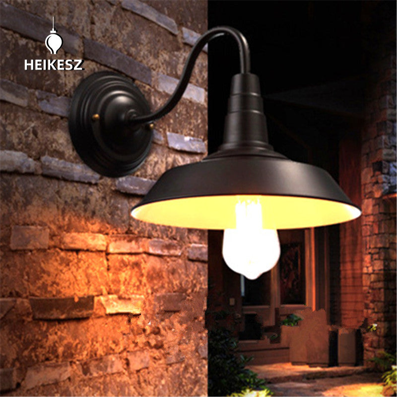 HEIKESZ Loft Vintage Industrial Style Pot Cover Wall Lamp American Simple Iron Wall Lamp Aisle Corridor Warehouse Balcony Dining-Room Lamp LED Light for Bedroom Night Aesthetic Room Lamp