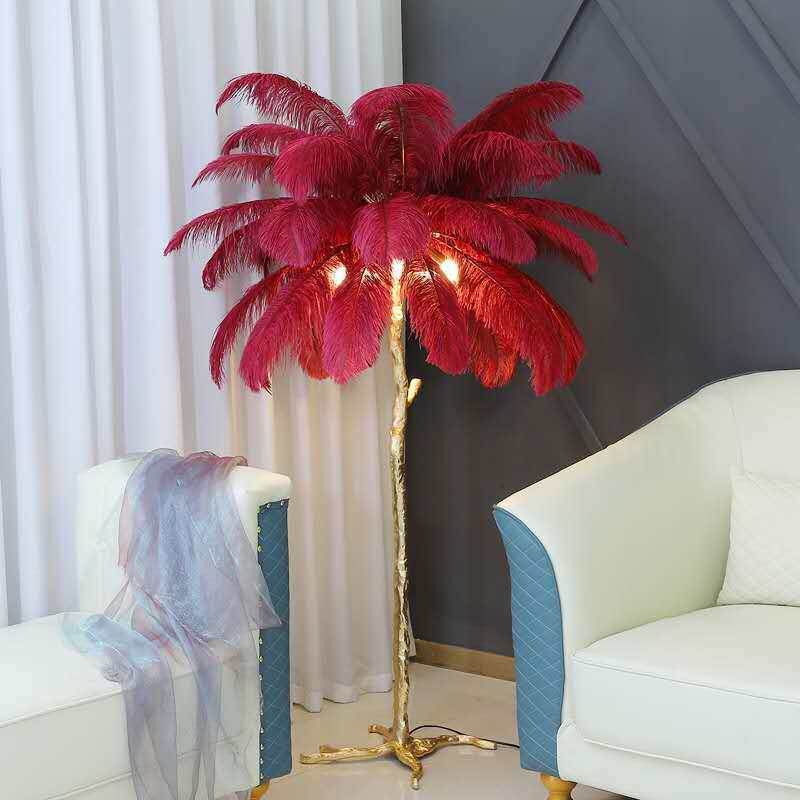 HEIKESZ Resin Feather Floor Lamp for Living Room Bedroom Nordic Style Atmosphere Light Luxury Copper Base Ins Trendy Lighting