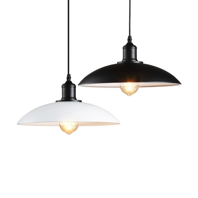 HEIKESZ American Retro Industrial Style Pot Cover Light Restaurant Bar Counter Creative Personality Black and White Iron Simple Single Head Small Droplight LED Light for Bedroom Night Aesthetic Room Lamp
