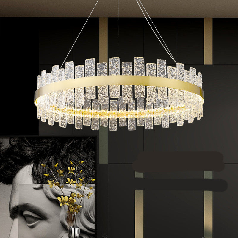 HEIKESZ Luxury Modern Ceiling Light Stainless Steel Round Chandelier for Bedroom Living Room Home Decor
