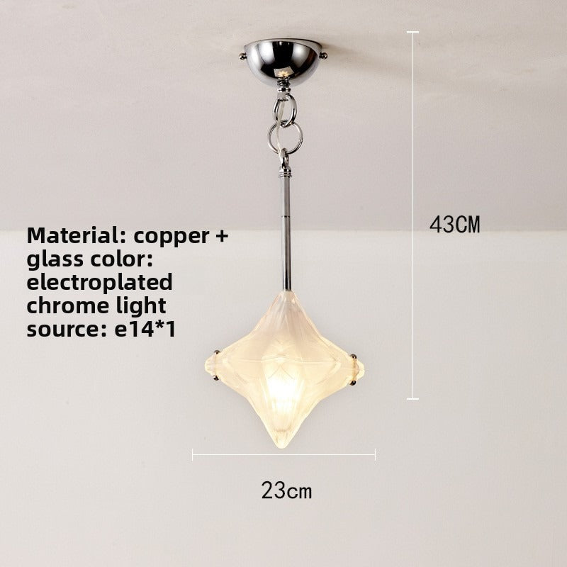 HEIKESZ Vintage Glass Ceiling Light Retro Brass Chandelier Designer Star Pendant for Living Room Dining Island Staircase