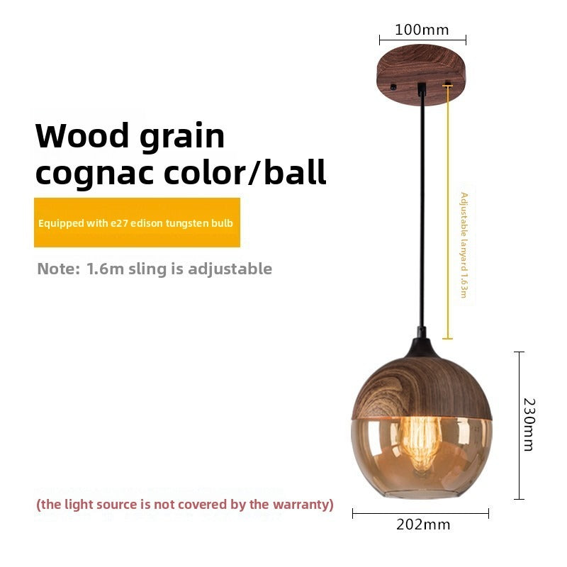HEIKESZ Industrial Style Ceiling Light Single Head Creative Pendant Lamp for Restaurant Bar Cafe Glass Ball Chandelier