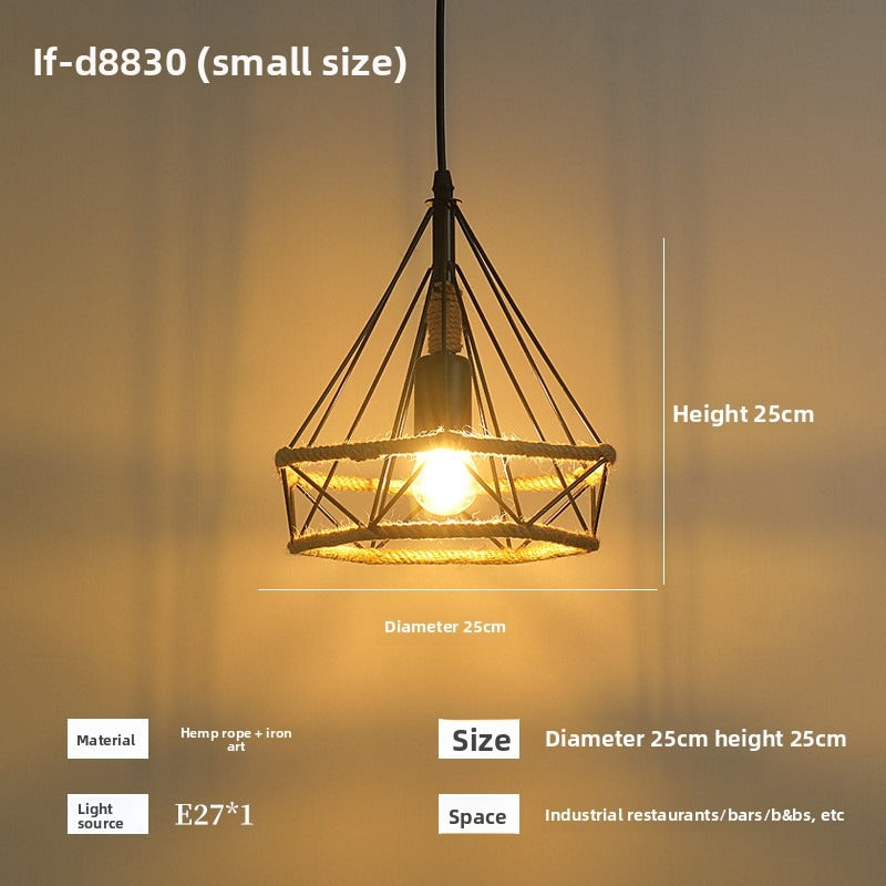 HEIKESZ Vintage Rope Ceiling Light Industrial Iron Pendant Lamp for Restaurant Bar Clothing BBQ Shop Retro Decor Commercial Lighting