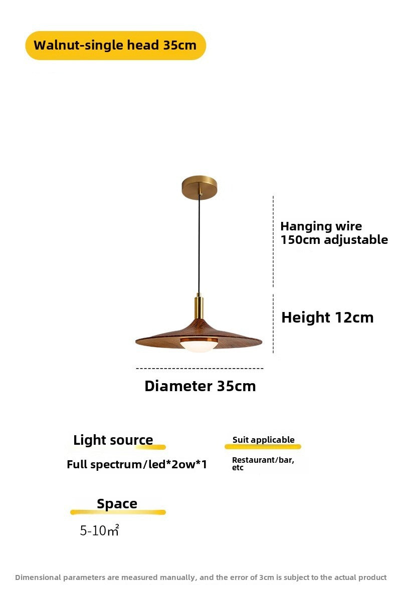 HEIKESZ Chinese antique restaurant chandelier retro flying saucer light bar counter Japanese wabi-sabi walnut color sleeping tea room dining table three-head lamp light fixtures for celling light