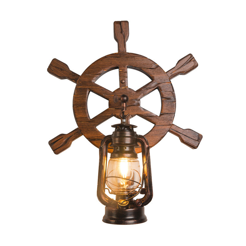 HEIKESZ New creative rudder American country retro industrial style old wall lamp restaurant bar bar art wall lamp