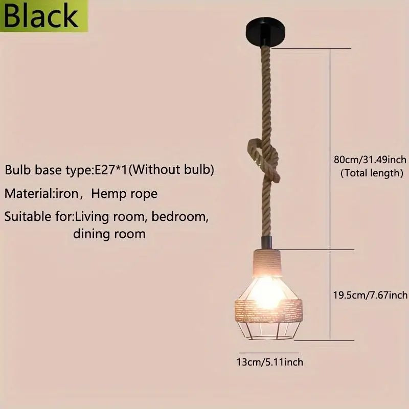 HEIKESZ Vintage American Style Rope Pendant Light Industrial Ceiling Lamp for Restaurant Cafe Bar Decor Wholesale