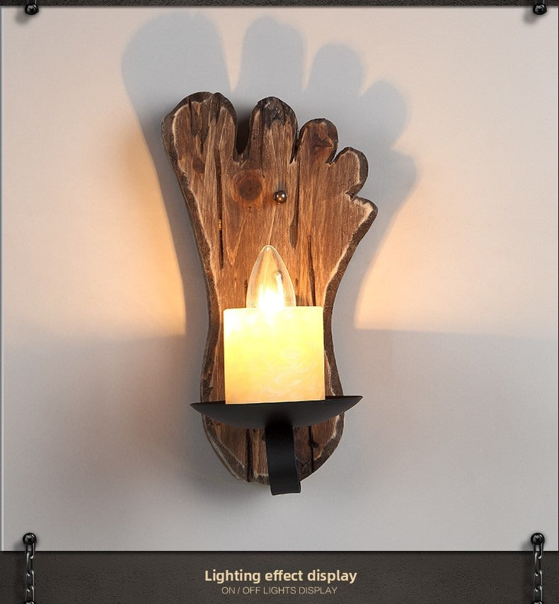 HEIKESZ Vintage Industrial Wall Light American Retro Style Wooden Sconce for Bar Cafe Bedroom Corridor Unique Ship Wood Design
