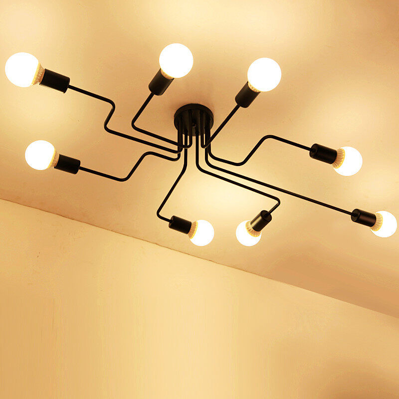 HEIKESZ American Creative Personality Retro Iron Art Ceiling Lamp Nordic Modern Minimalist Clothing Store Bedroom Dining Room Bending Light american style retro outdoor indoor retro bedroom lamp american-style Industrial wind