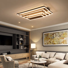 HEIKESZ Modern LED Ceiling Lamp Luxury Rectangular Nordic Chandelier for Living Room Bedroom Warm Light Surface Mounted Luminaire