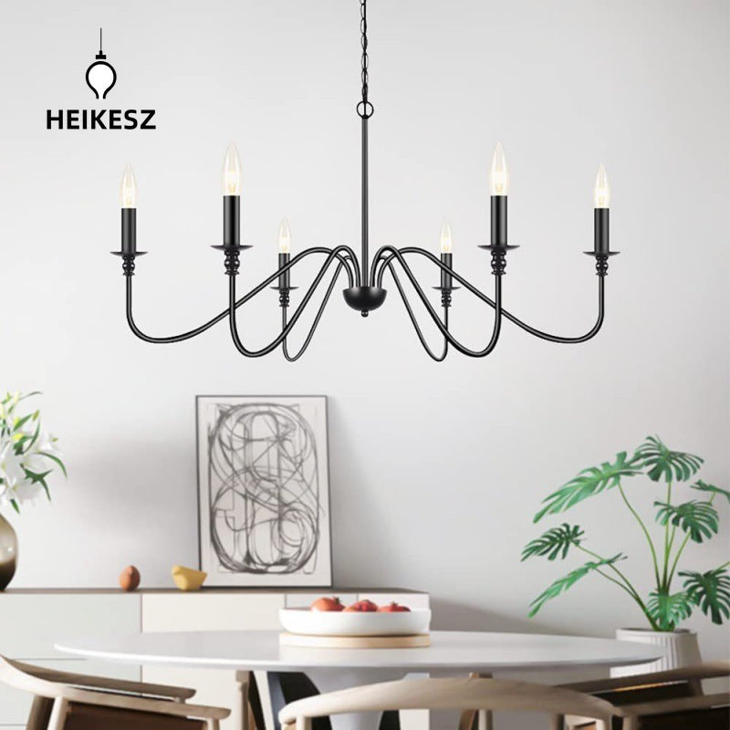 HEIKESZ Simple Luxury American Iron Chandelier Ceiling Light for Living Room Dining Bedroom Farmhouse Balcony Hallway Lighting