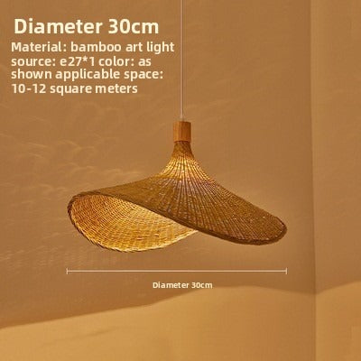 HEIKESZ Cross-border bamboo chandelier New Chinese style tea room rattan art South East Asia Japanese style lamp straw hat lamp staircase bamboo art lamp light fixtures for celling light