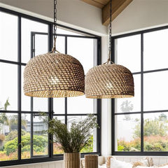 HEIKESZ Japanese Wabi Style Pendant Light Rattan Weaving Retro Hotel Bedroom Lamp Handmade Zen Tea Room Ceiling Lighting