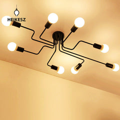 HEIKESZ American Creative Personality Retro Iron Art Ceiling Lamp Nordic Modern Minimalist Clothing Store Bedroom Dining Room Bending Light american style retro outdoor indoor retro bedroom lamp american-style Industrial wind
