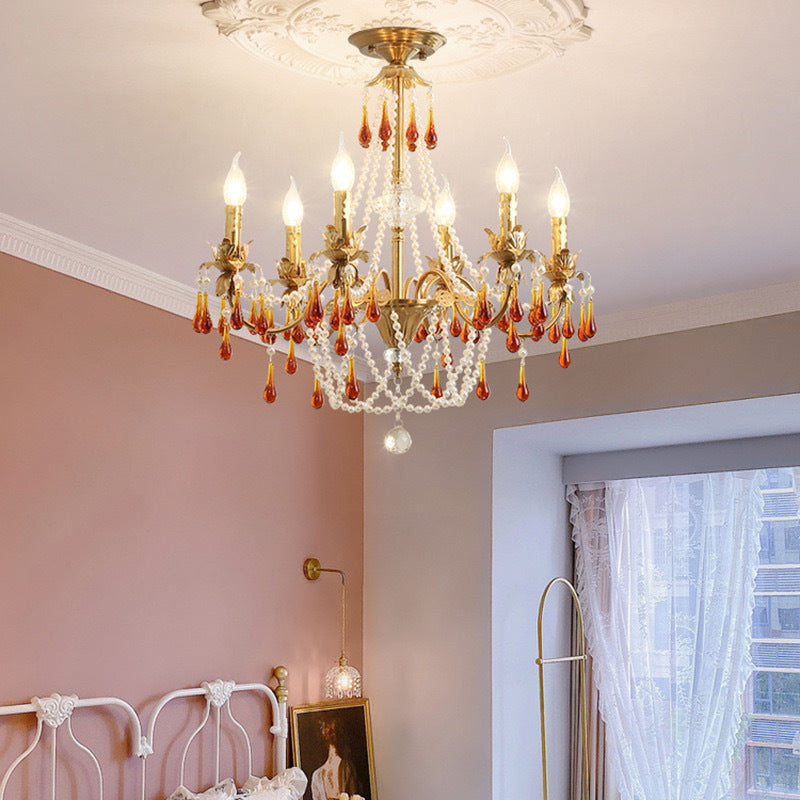 HEIKESZ Crystal chandelier French living room water drop lamp dining room lamp American hotel villa living room hall lamp light fixtures for celling lights