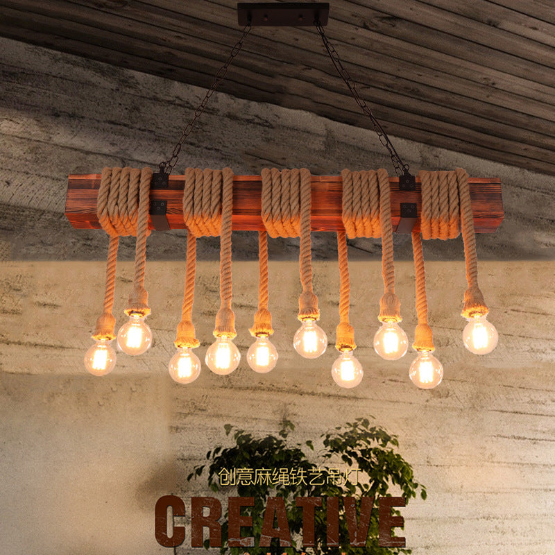 HEIKESZ American Retro Industrial Style Chandelier Creative Solid Wood Light Bar Restaurant Coffee Shop B & B Living Room Tea Room Light LED Light for Bedroom Night Aesthetic Room Lamp