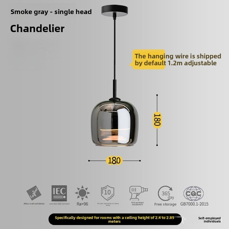 HEIKESZ Modern Minimalist Ceiling Light Bedroom Pendant Lamp Creative Luxury Glass Chandelier for Dining Room and Bedside