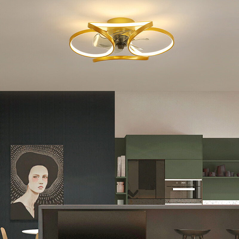 HEIKESZ Nordic Luxury Ceiling Fan with LED Light and Remote Control for Bedroom Living Room Dining Room