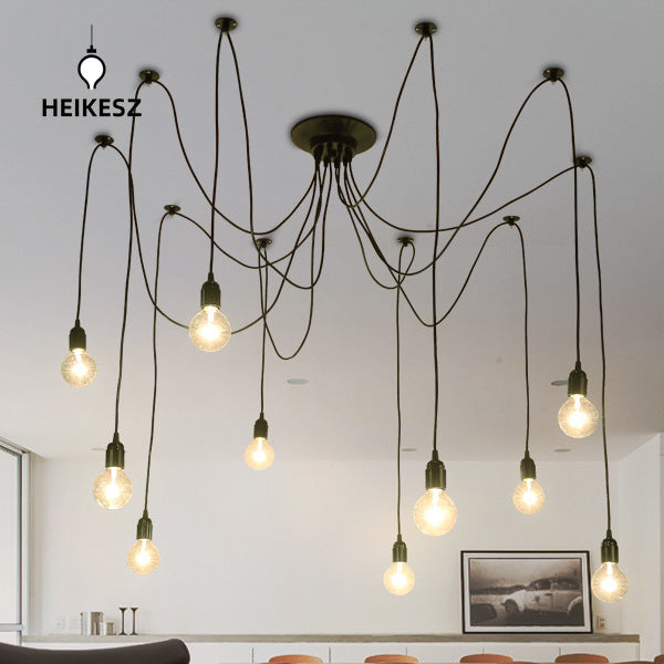 HEIKESZ Retro Long-Line Tiantian Loose Flower Chandelier Nordic Guest Restaurant Coffee Shop Multi-Head Bed & Breakfast Bedroom Decoration Chandelier LED Light for Bedroom Night Aesthetic Room Lamp