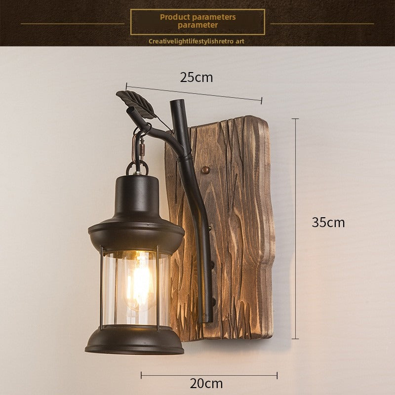 HEIKESZ Vintage Industrial Wall Light American Retro Loft Style Solid Wood Creative Decor for Bar Cafe Restaurant