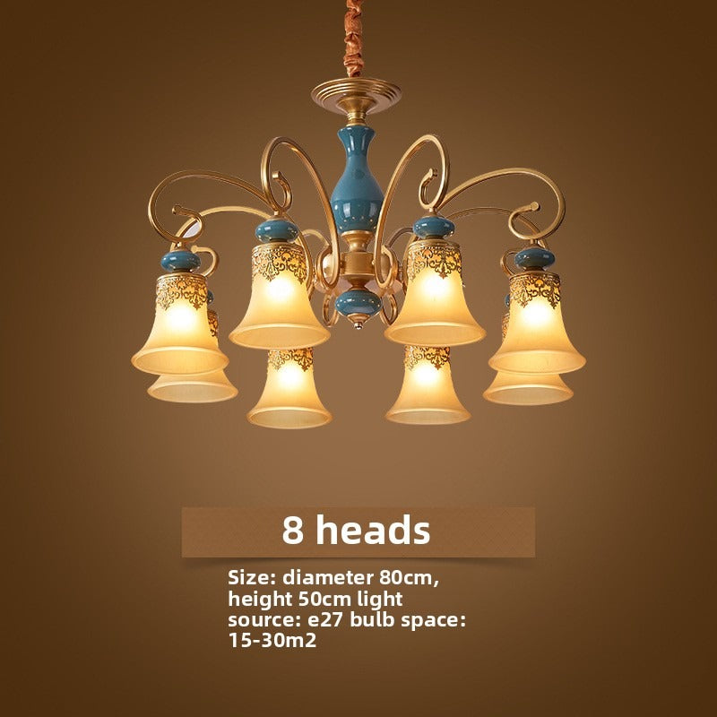 HEIKESZ Ceramic living room chandelier dining room light bedroom study light simple European lighting luxury atmosphere American retro lamp light fixtures for celling light