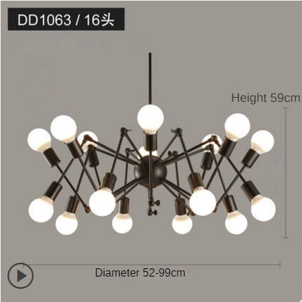 HEIKESZ Industrial Style Spider Chandelier Creative Personality Art Lamps Simple Retro Living Room Clothing Store Nordic Iron Droplight LED Light for Bedroom Night Aesthetic Room Lamp