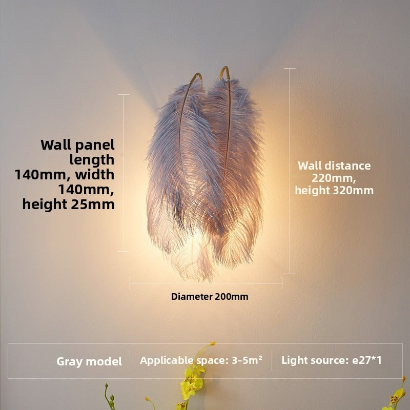 HEIKESZ Feather Wall Sconce 2026 Trendy Design Minimalist Aesthetic Cozy Romantic Bedside Lighting for Modern Home