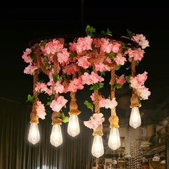 HEIKESZ American Country Pendant Lamp Dining Room/Living Room Bedroom Light Industrial Wind Ceiling Lamp Creative Plant Flowers and Plants Decoration Pendant Lamp LED Light for Bedroom Night Aesthetic Room Lamp