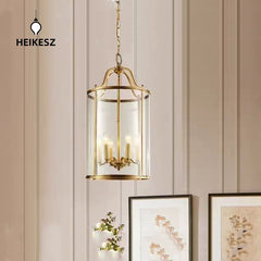 HAIKESZ Modern European Style Full Copper Ceiling Light for Dining Room Hallway Staircase Entrance Simple Luxury Chandelier
