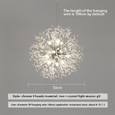 HEIKESZ Dandelion Fireworks Chandelier Crystal Dining Room Light Modern Minimalist Bedroom Bar Clothing Store Window
