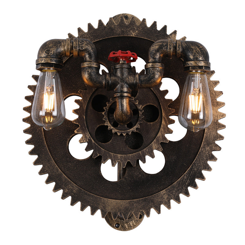 HEIKESZ Industrial Style Creative Guest Restaurant Coffee Hotel Bar Aisle Corridor Snack Hot Pot Shop Personality Gear Wall Lamp LED Light for Bedroom Night Aesthetic Room Lamp