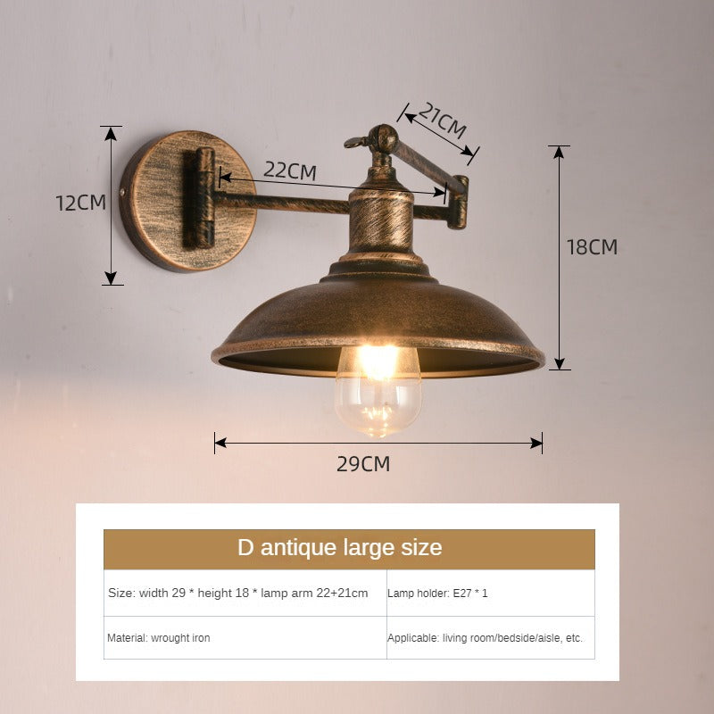 HEIKESZ In Chinese Antique Style Rocker Arm Wall Lamp Bedroom Bedside Lamp Retractable Folding Study Reading Lamp in the Living Room American Standard European Standard Wall Lamp