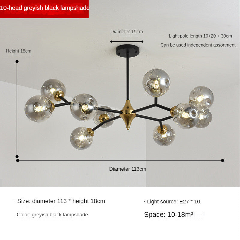 HEIKESZ Nordic Magic Bean Molecular Lamp Modern Glass Ball Chandelier for Living Room Bedroom Dining Room Warm Lighting Ceiling Decor