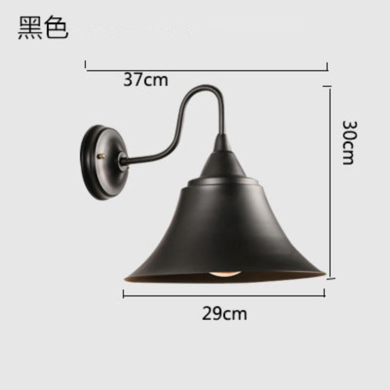 HEIKESZ American Country Wrought Iron Aisle Corridor Light Black Personalized Retro Restaurant Bar Industrial Style Creative Horn Wall Lamp LED Light for Bedroom Night Aesthetic Room Lamp