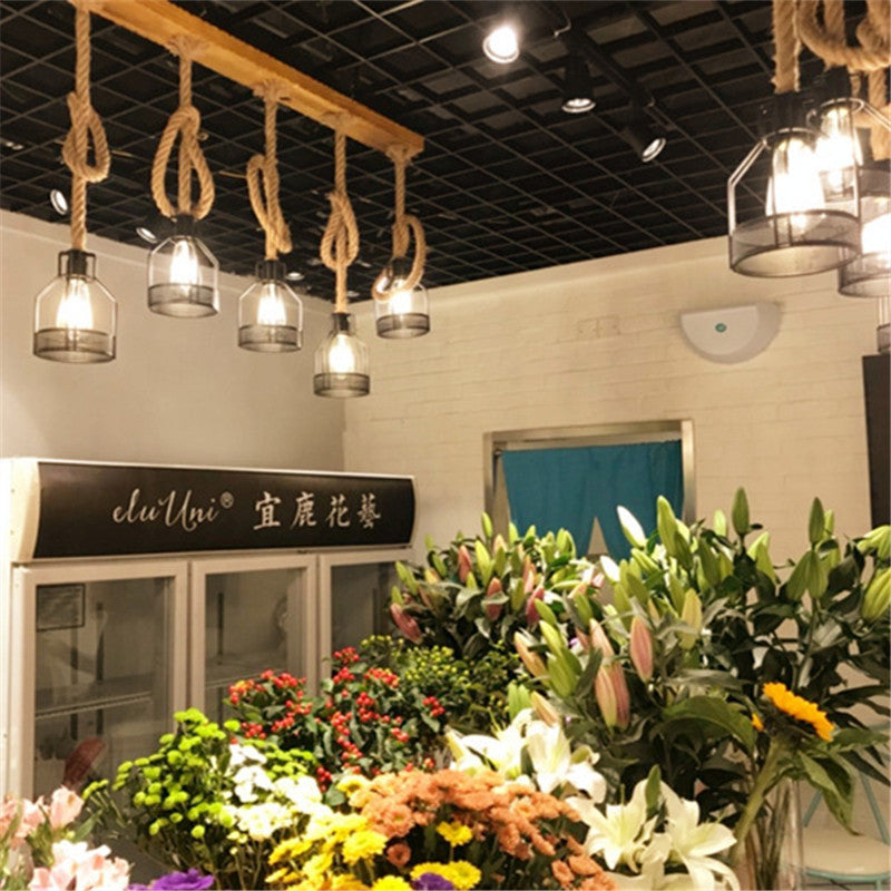 HEIKESZ American Retro Industrial Style Chandelier Personalized Clothing Shop Window Creative Light Bar Internet Coffee Bar Lamp LED Light for Bedroom Night Aesthetic Room Lamp