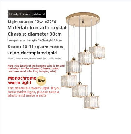 HEIKESZ Personalized rotating staircase chandelier modern minimalist creative duplex floor living room Nordic villa staircase crystal chandelier lamp lighting fixtures for celling lighting