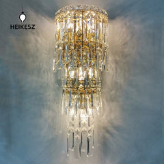 HEIKESZ Cross Border Luxury Crystal Wall Light Bedroom Nightstand Lamp French Sconce for Living Room Background Wall Ambience