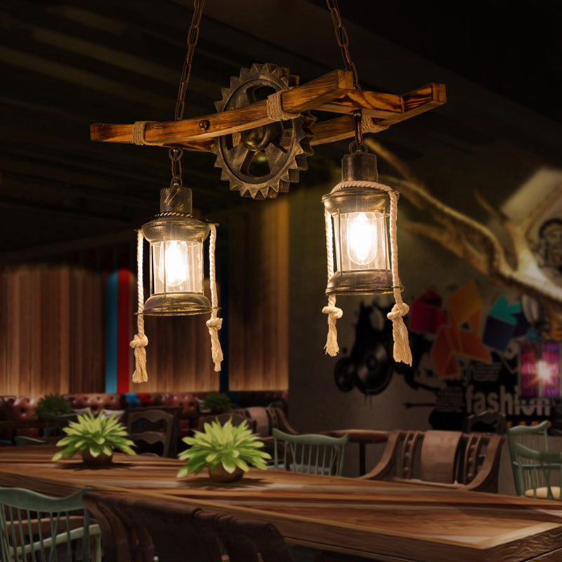 HEIKESZ American Retro Ceiling Light Living Room Dining Room Bedroom Bar Table Hot Pot Milk Tea Shop Creative Gear Industrial Style Chandelier LED Light for Bedroom Night Aesthetic Room Lamp