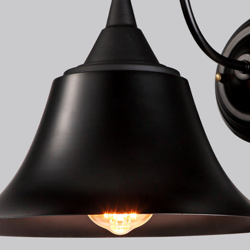HEIKESZ American Country Wrought Iron Aisle Corridor Light Black Personalized Retro Restaurant Bar Industrial Style Creative Horn Wall Lamp LED Light for Bedroom Night Aesthetic Room Lamp