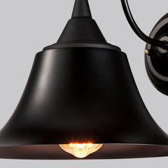 HEIKESZ American Country Wrought Iron Aisle Corridor Light Black Personalized Retro Restaurant Bar Industrial Style Creative Horn Wall Lamp LED Light for Bedroom Night Aesthetic Room Lamp