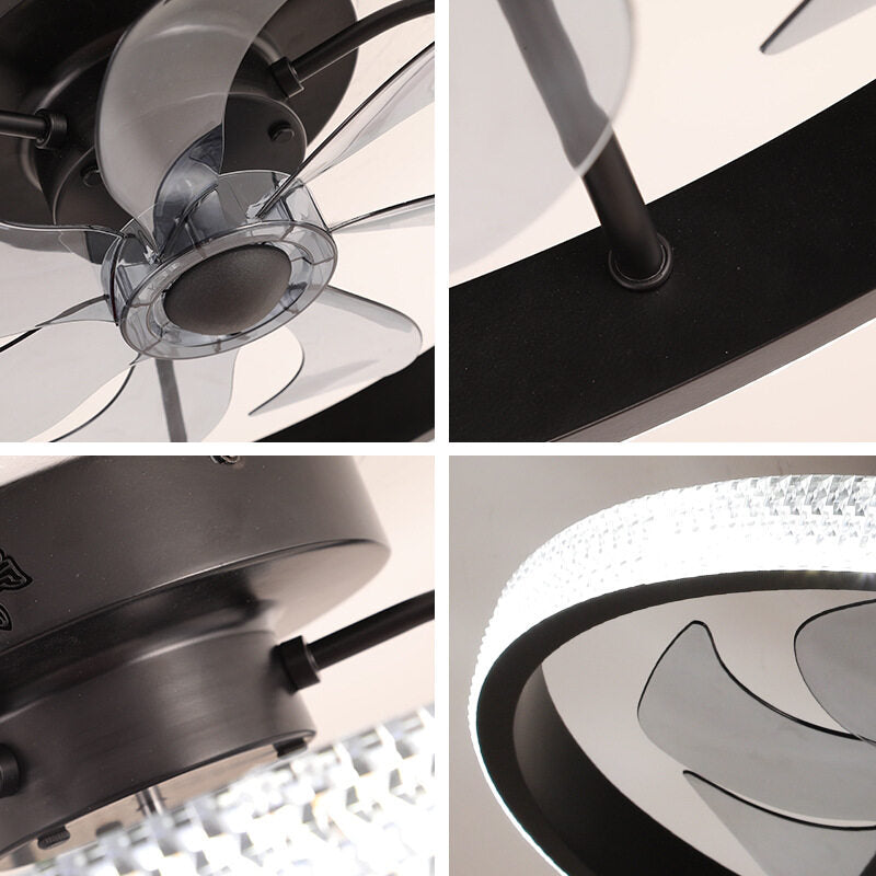 HEIKESZ Modern Ceiling Fan Lamp with LED Crystal Lights Remote Control Luxury Bedroom Living Room Restaurant Light Wholesale Nordic Minimalist Design