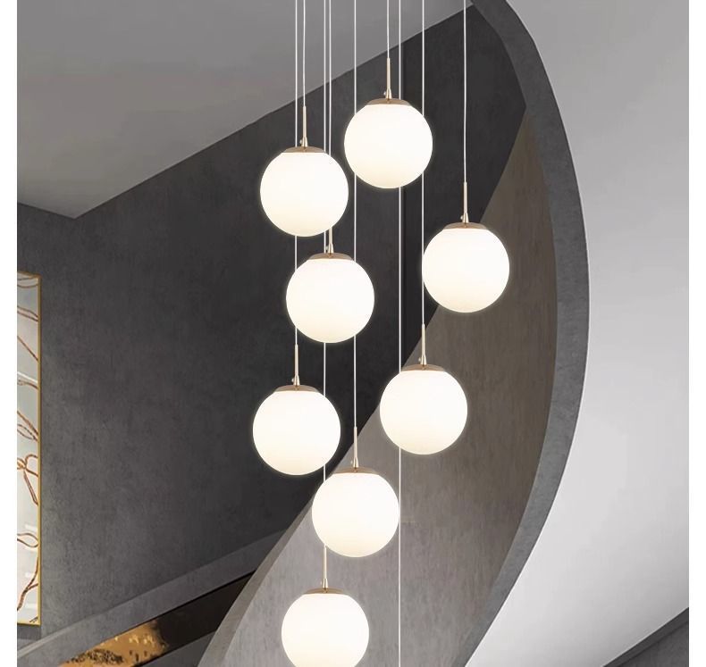 HEIKESZ Nordic modern simple revolving staircase long chandelier duplex building apartment high villa living room building middle floor chandelier lamp light fixtures for celling light