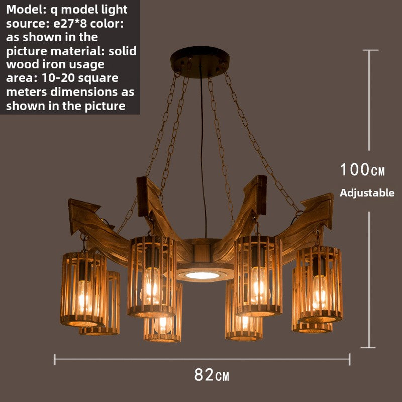 HEIKESZ Loft industrial wind chandelier American retro restaurant B & B bar bar creative personality barbecue shop wood lamps
