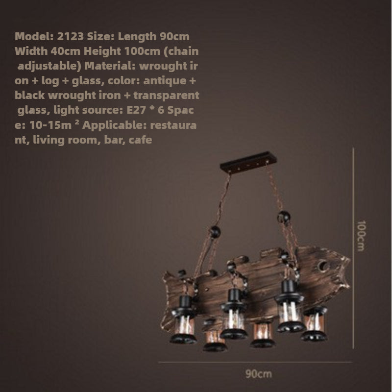 HEIKESZ American retro industrial style restaurant shop boat wood chandelier creative bar hotel box nostalgic wood lamps