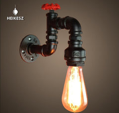 HEIKESZ Wrought iron American industrial wind wall lamp loft retro restaurant bar Internet cafe aisle LED water pipe wall lamp