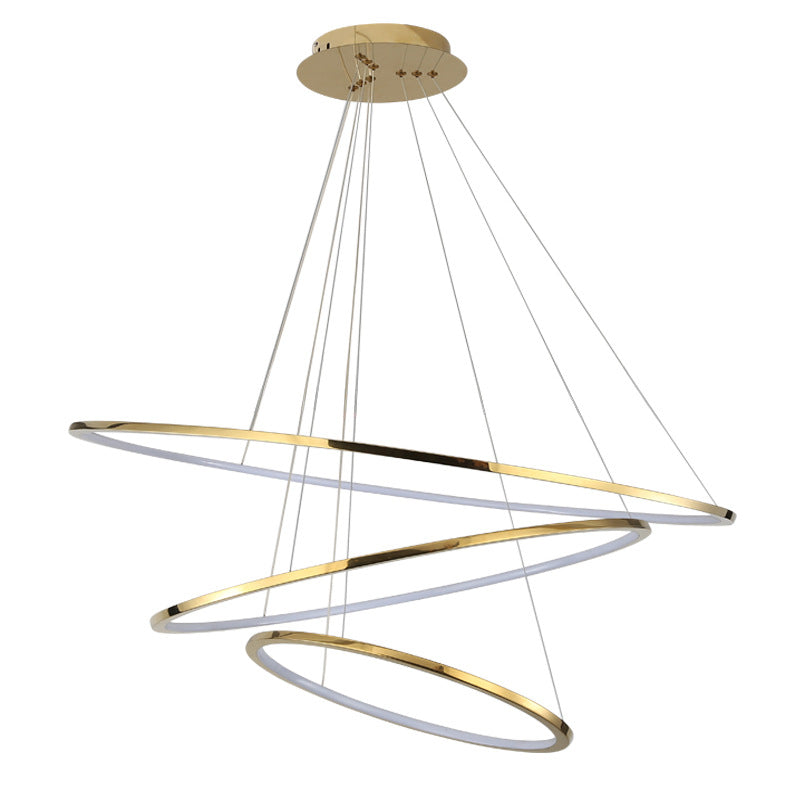 HEIKESZ Cross Border Stainless Steel LED Chandelier for Villa Duplex Living Room Dining Room Decoration Modern Ceiling Light